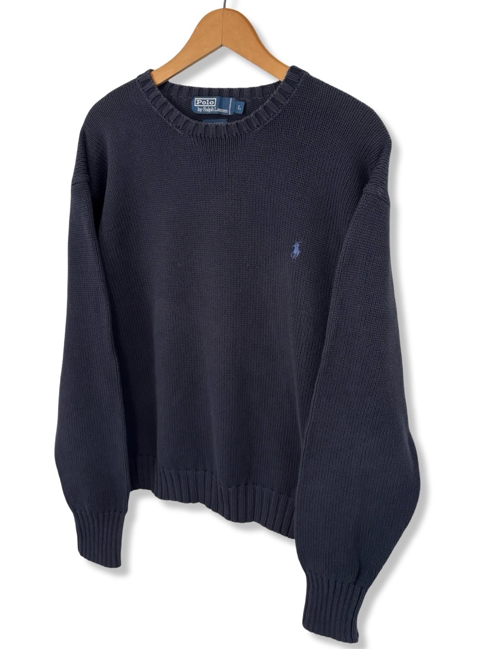 Vintage Polo Ralph Lauren Men's Navy Crewneck Knit Sweater